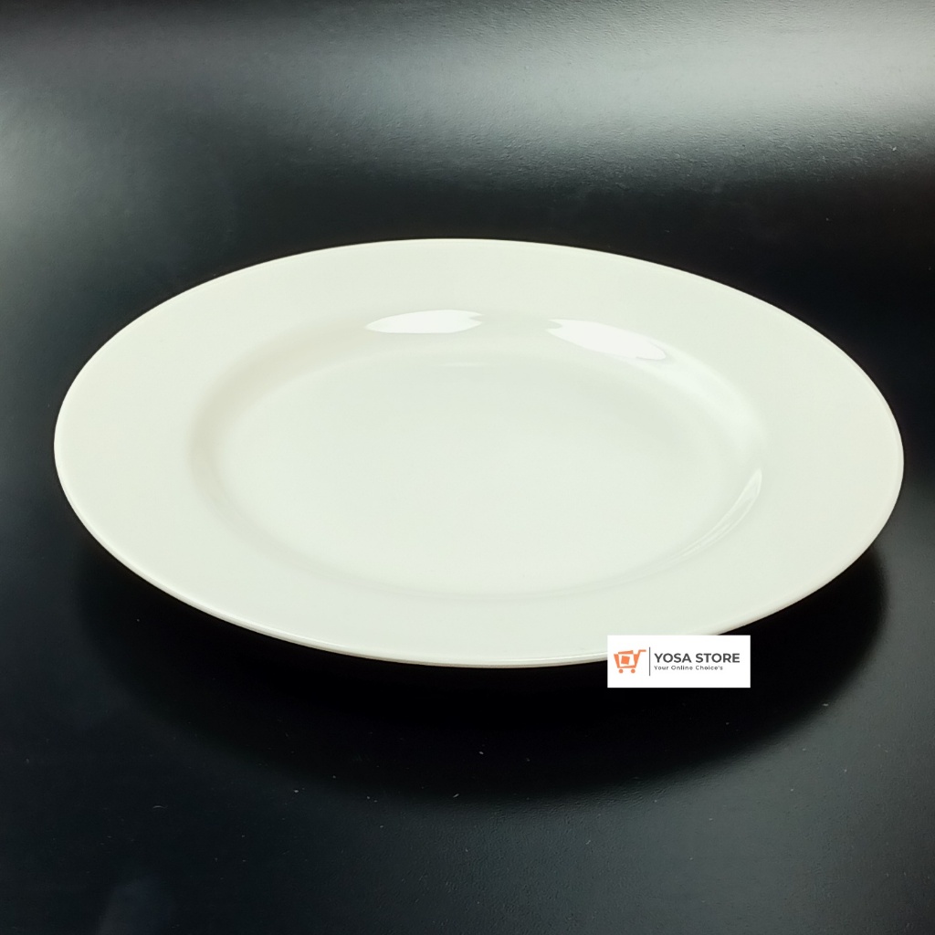 Piring Saji Keramik 20cm Putih Polos Kedaung Home - 1 Pcs