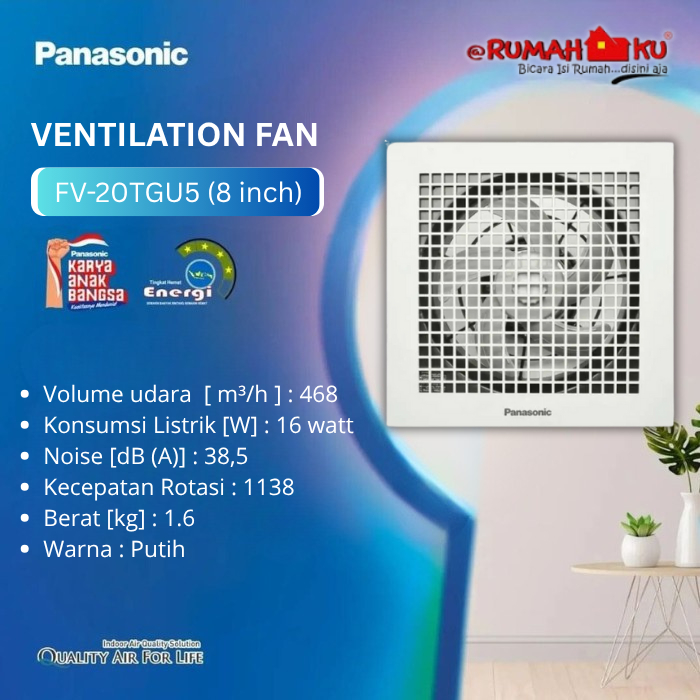 EXHAUST FAN PANASONIC PLAFON 8" INCH FV-20TGU5 / 20TGU5 / 20 TGU