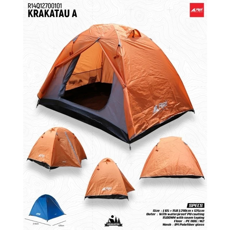 TENDA CAMPING GUNUNG REI KRAKATAU A KAPASITAS 2 ORANG TENDA ORIGINAL OUTDOOR ORI HIKING CAMPING  TEN