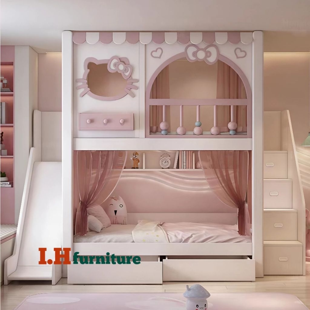 Ranjang tingkat anak , ranjang susun , dipan anak perempuan , dipan tingkat