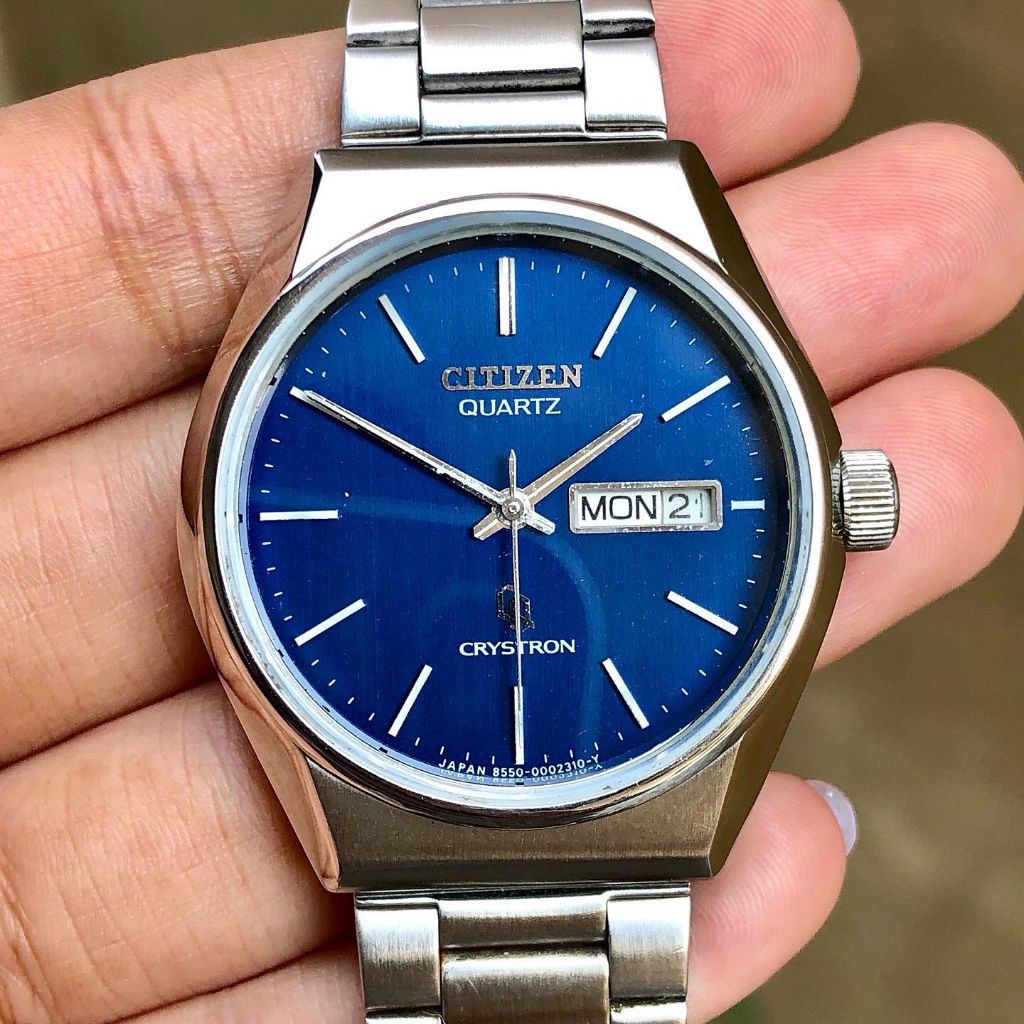 Citizen Quartz Crystron 8550 Blue Dial