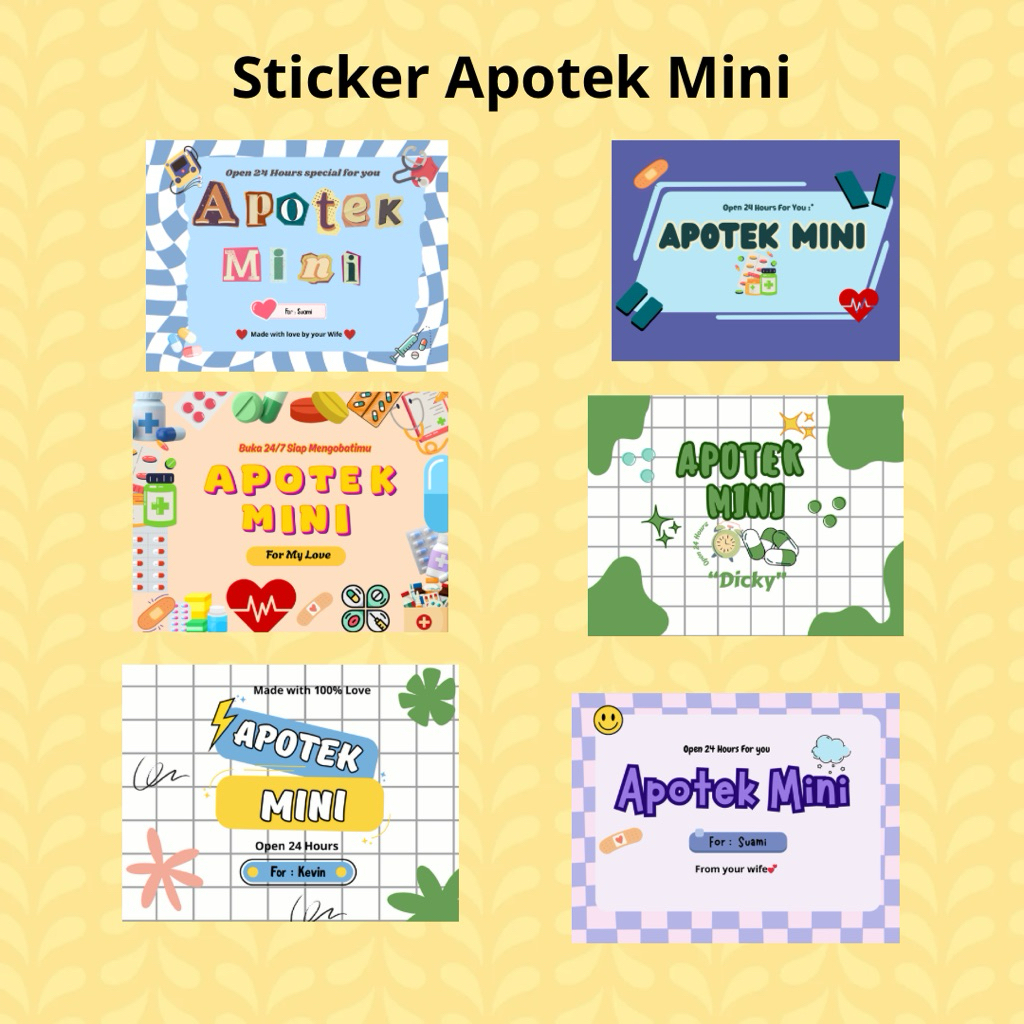 

[2pcs] Sticker apotek mini custom foto nama dan kata-kata
