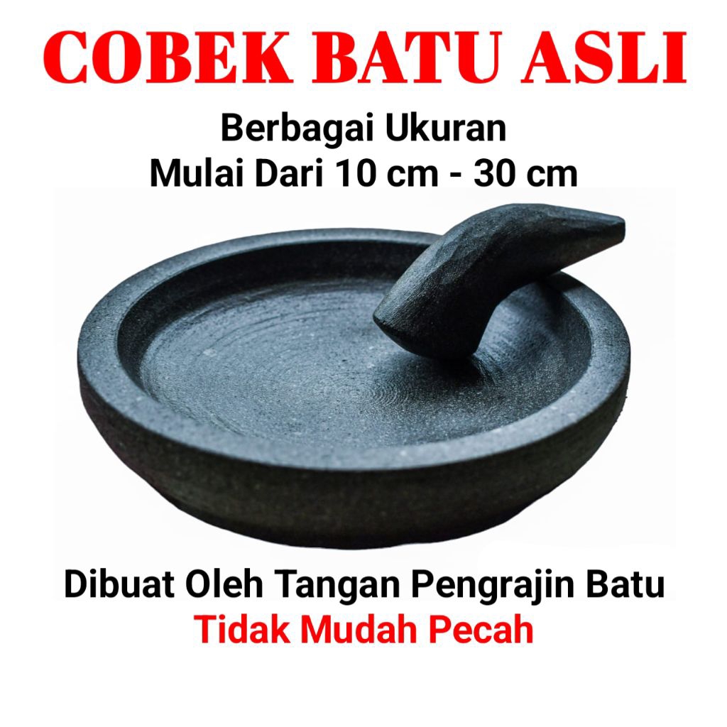 Cobek Batu Asli Free Mutu / Cobek Batu Asli 20 cm / Cobek Batu Asli Gunung