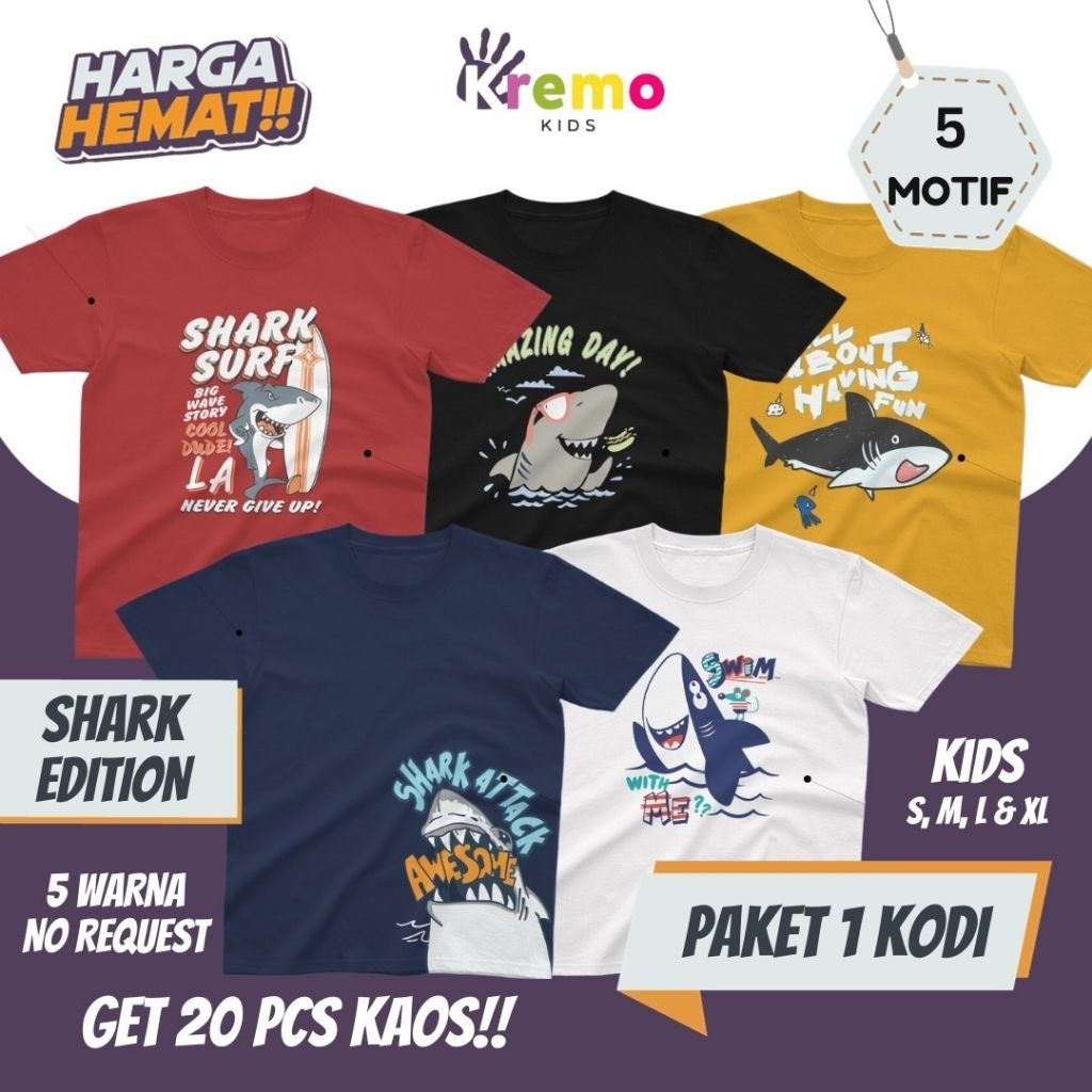 Kremokids- paket hemat 1 kodi 20 pcs baju anak design anamoli series