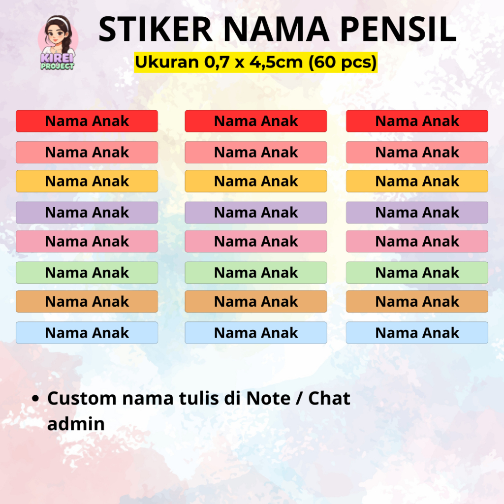 

Stiker Nama Pensil Warna Glossy By Kirei Project