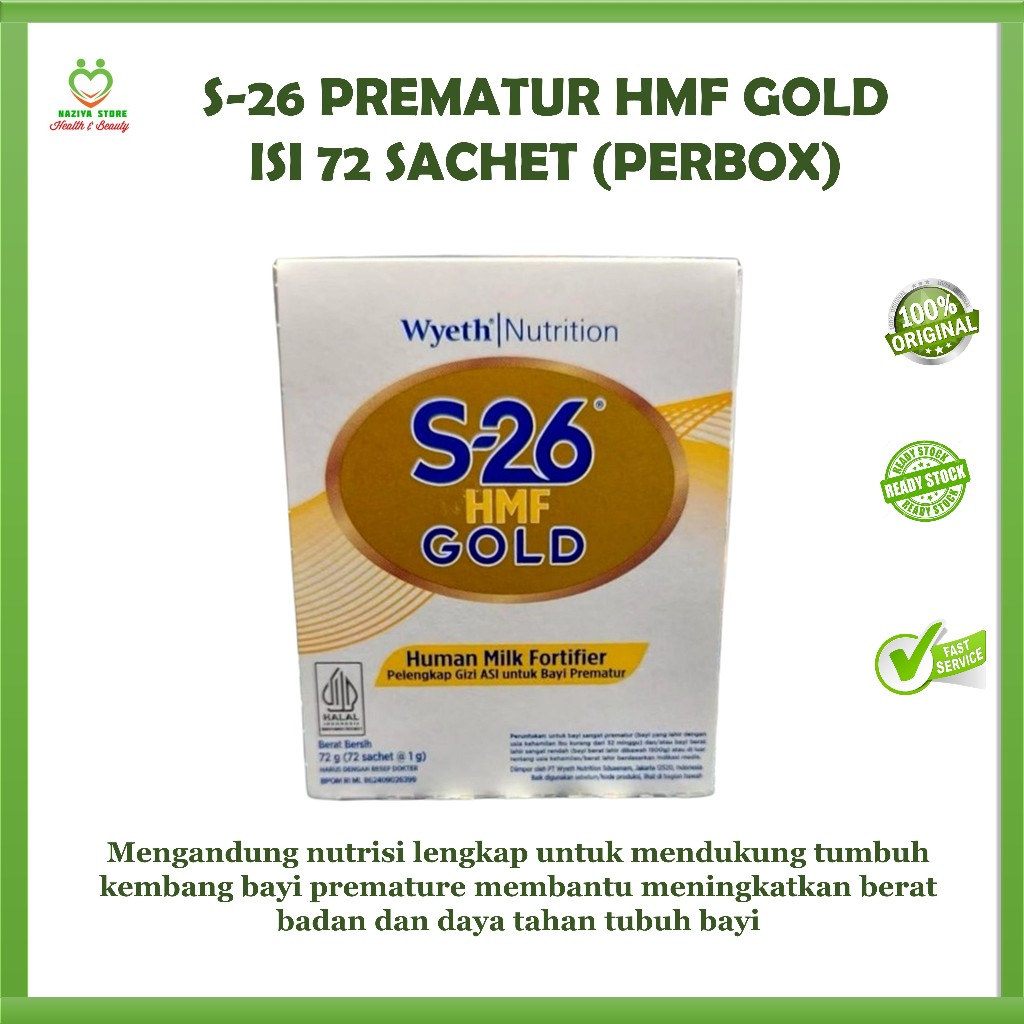 WYETH S-26 PREMATUR HMF GOLD SACHET PENAMBAH BB BAYI PREMATUR 72 SACHET (PERBOX)