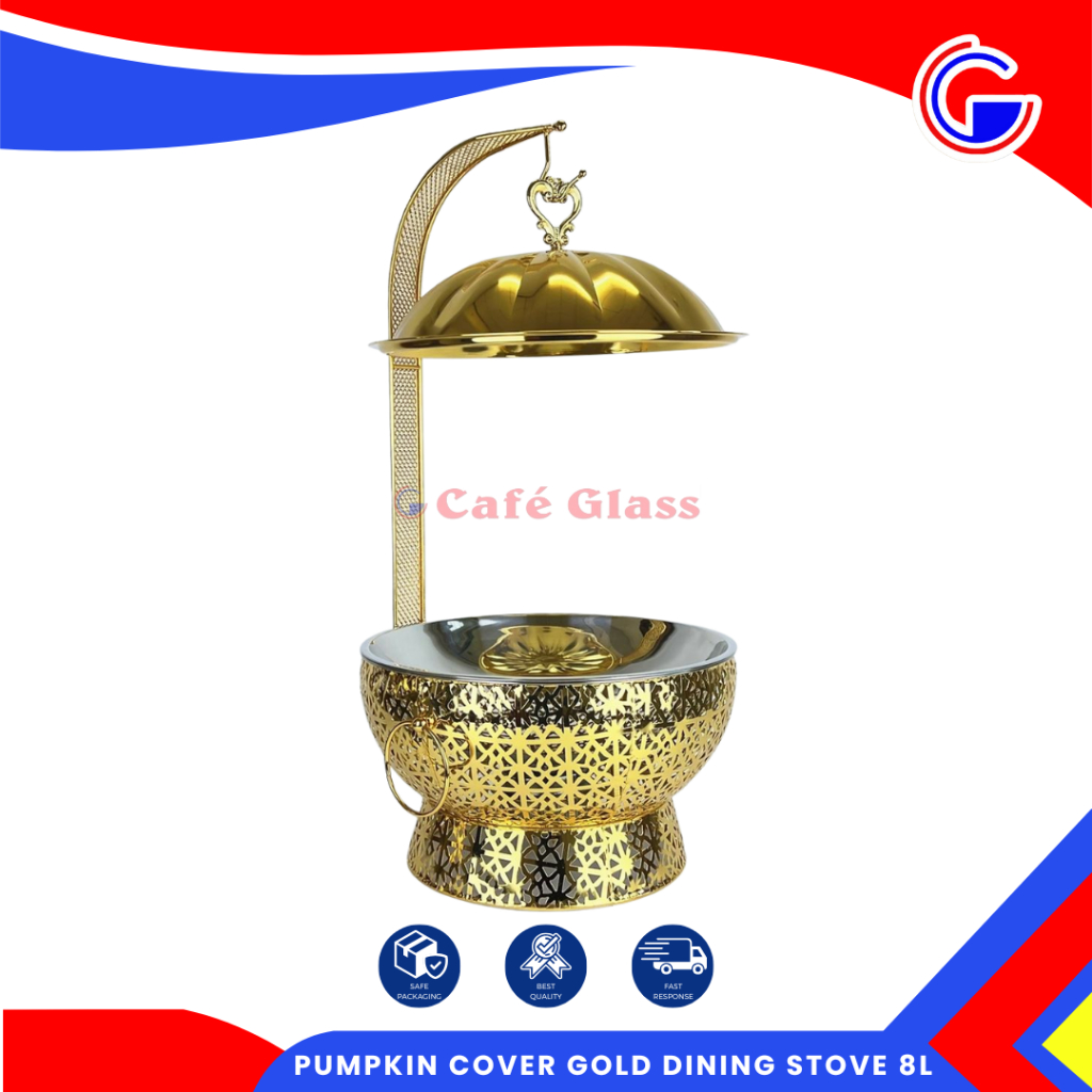 PUMPKIN COVER GOLD DINING STOVE 8L I TEMPAT PRASMANAN SULTAN I WADAH SAJIAN MAKANAN MEWAH
