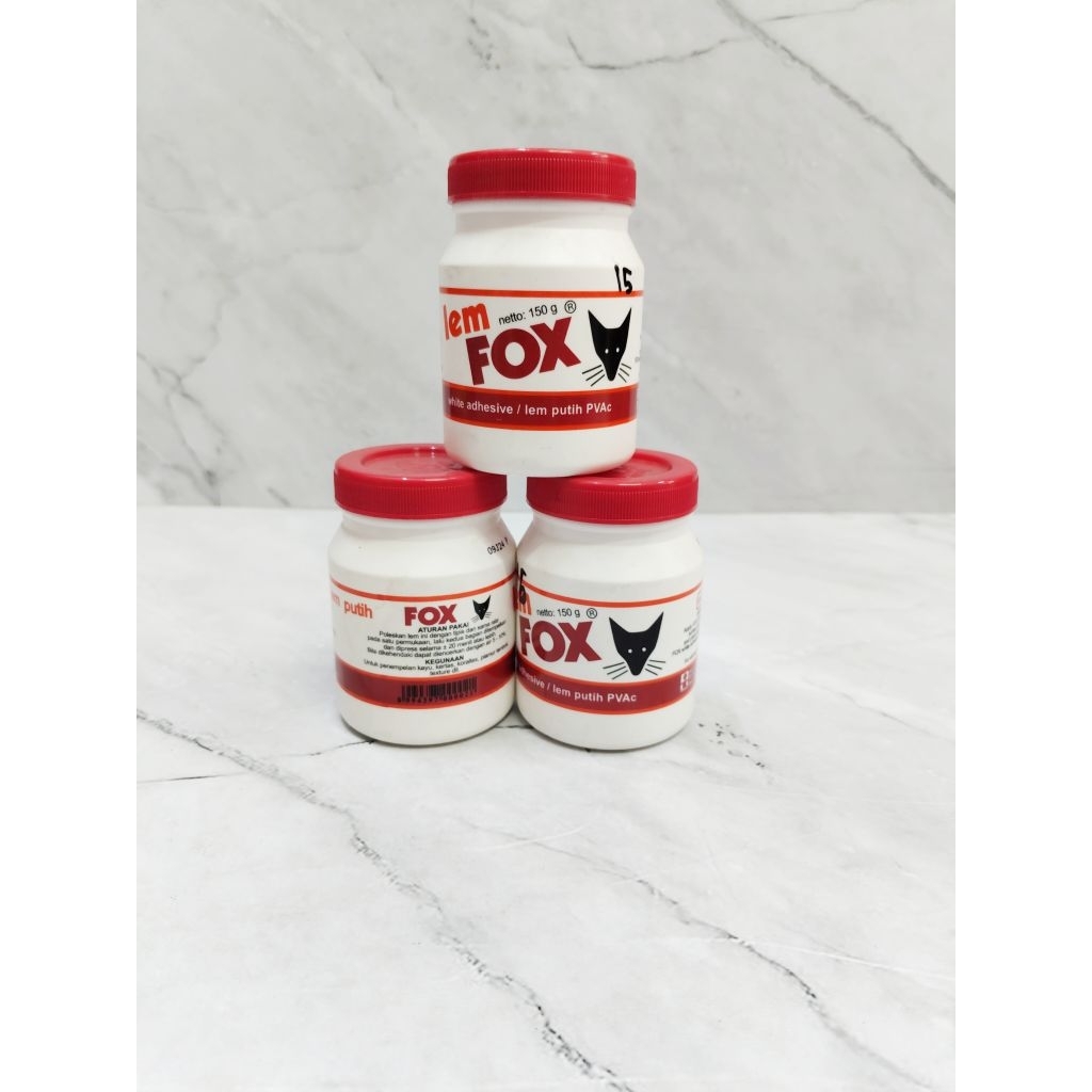 

LEM FOX PUTIH PVAC 150 GR / LEM FOX BOTOL / LEM SERBAGUNA / LEM KERTAS / LEM PVAC - FOX