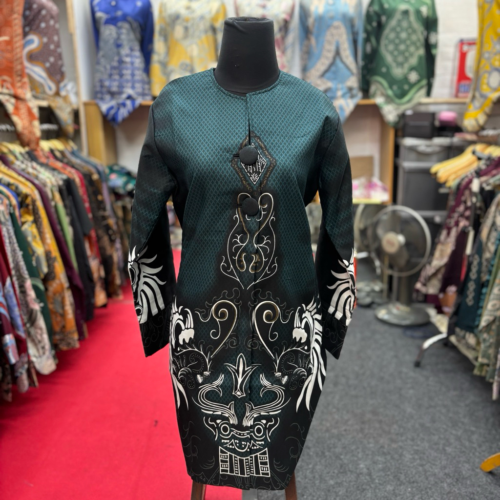 Tunik batik wanita 611 bahan katun perempuan lapis furing trikot hijau emerald