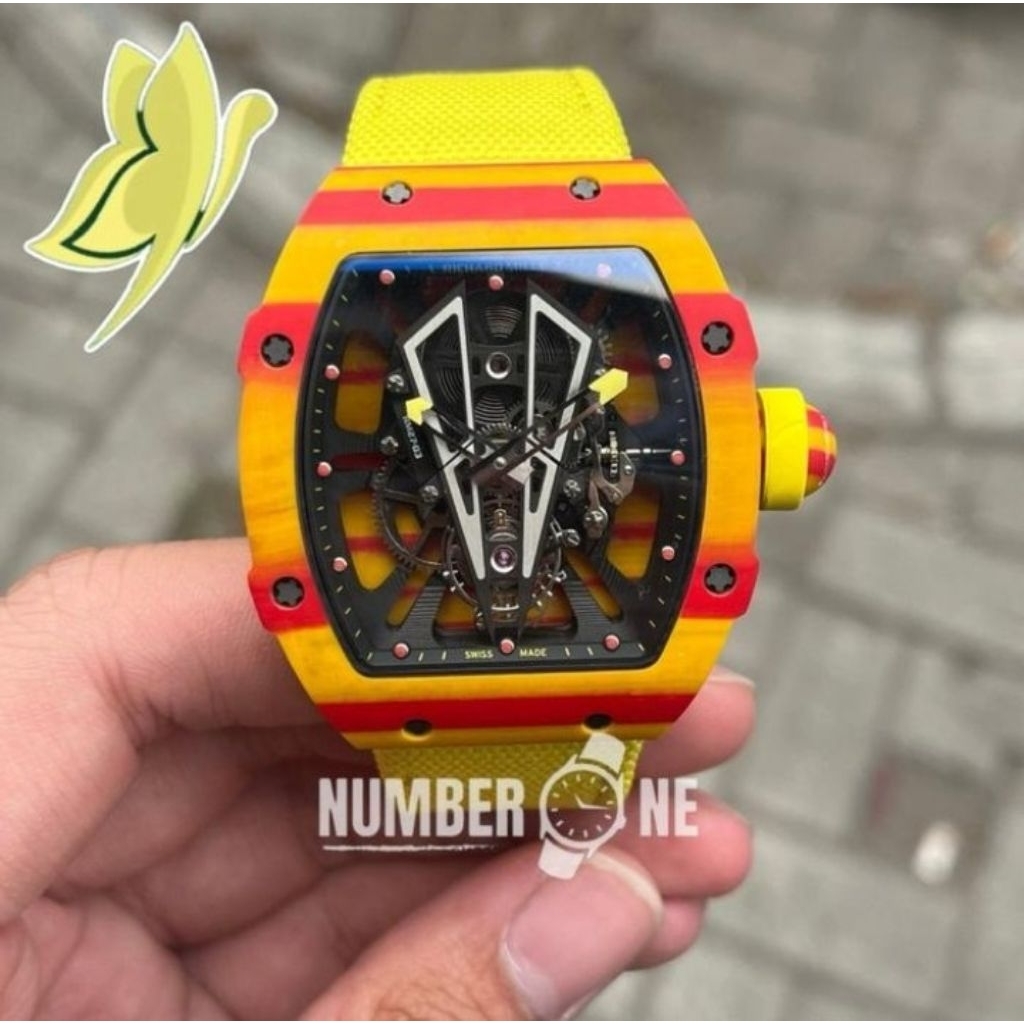 No1Watch RM27-03 Rafael Nadal Skelaton Dial Tourbillon Yellow NTPT Carbon on Nylon Strap Sonic