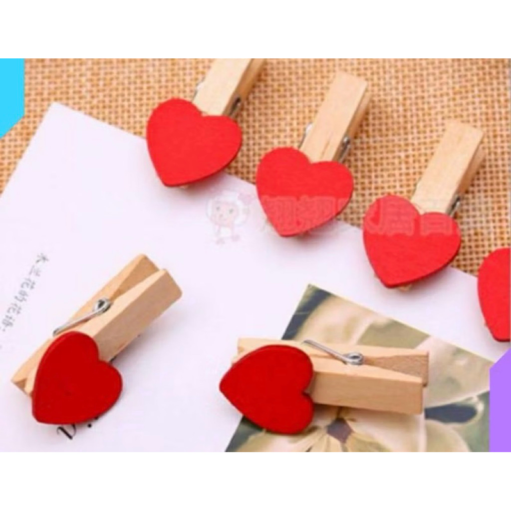

12 pcs Penjepit Kayu Love uk 3,5cm - Wooden Clip - Penjepit Foto Polaroit