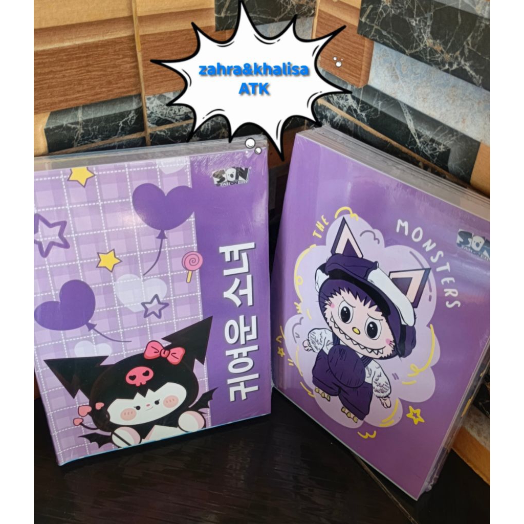 

Buku tulis gambar karakter kuromi dan labubu merek SON stationery 32 lembar