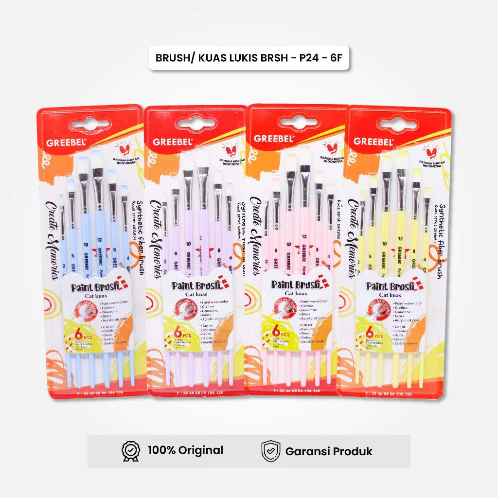 

GREEBEL Kuas Lukis Paint Brush Set BRSH-AB-6F (6PCS) Kuas Lukis Cat Minyak Kuas Lukis Cat Akrilik