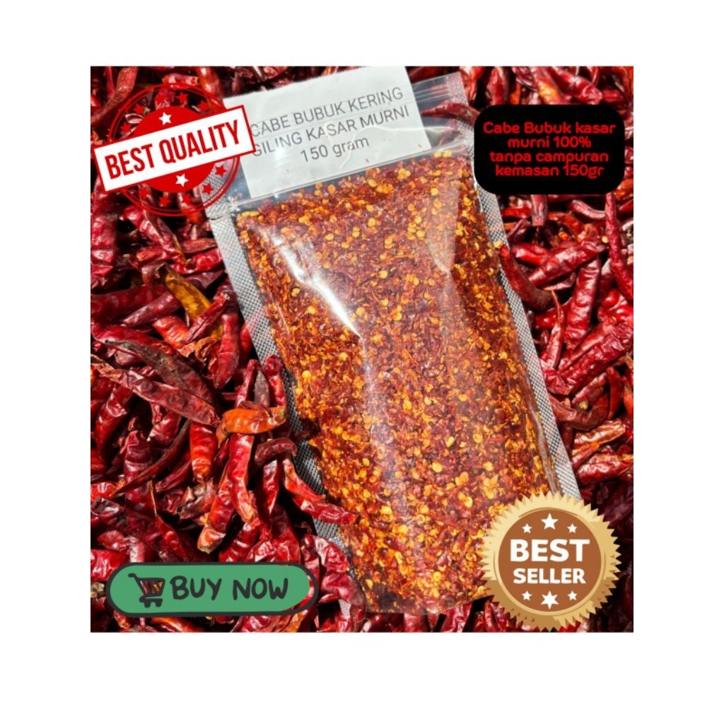 

( 150gr ) CABE BUBUK KASAR MURNI SUPER PEDAS BAHAN CHILI OIL TABURAN BASRENG PEDAS