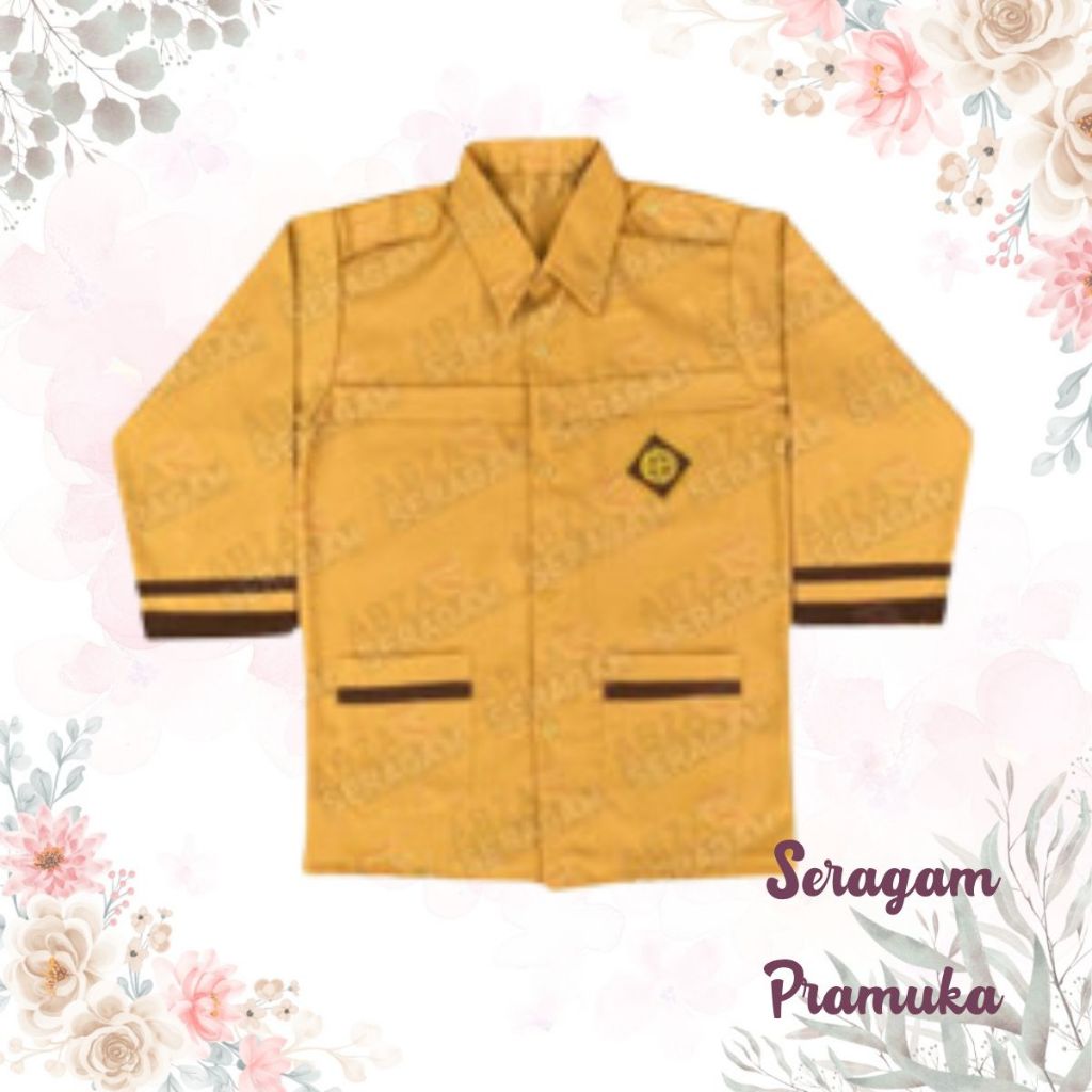 Baju Sekolah SD Seragam Pramuka Siaga Anak Perempuan Coklat Kuning Dan Coklat Susu