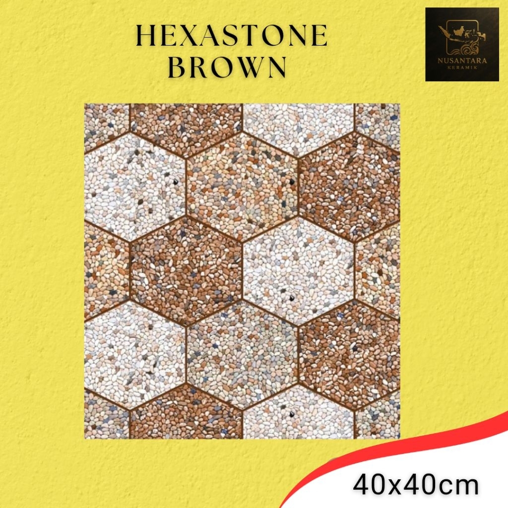 Keramik Lantai Jupiter First Grade Rustic/Kasar Ukuran 40x40 Hexastone Brown