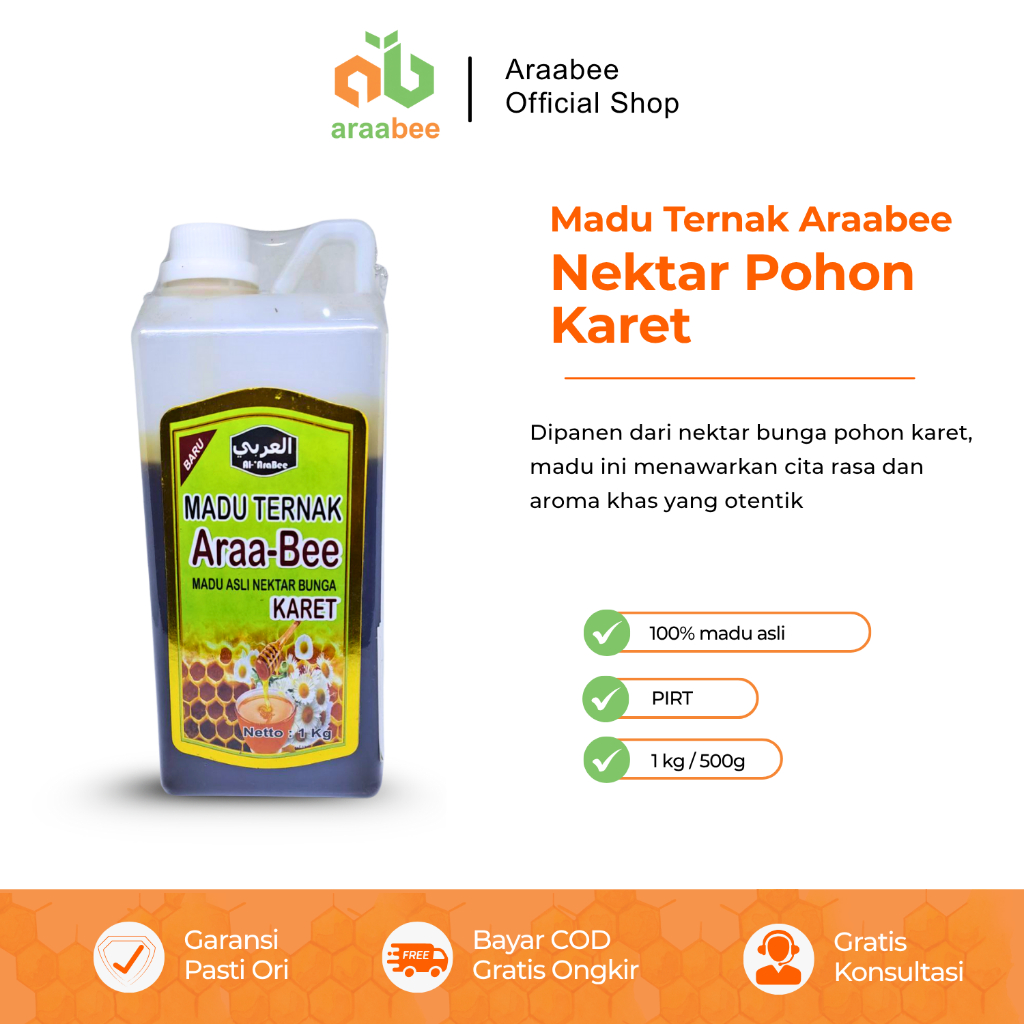 

AraaBee Madu Murni Asli Ternak Nektar Bunga Karet 1 Kg PIRT