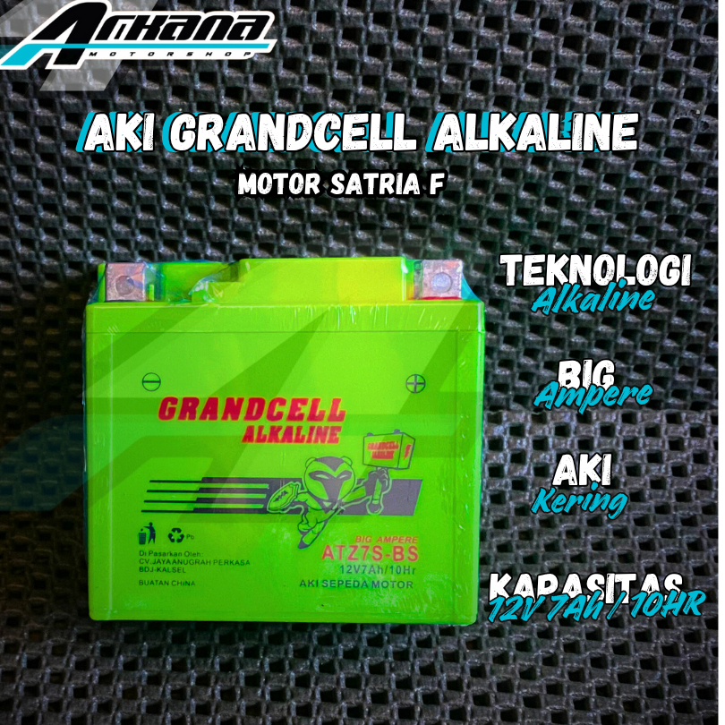 Aki Accu Motor Grandcell Alkaline Baterai ATZ7S-BS Aki Kering Motor SATRIA F