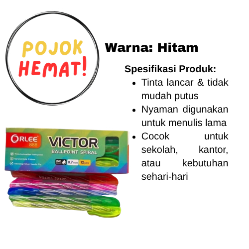 

Pulpen Ulir / Pulpen Putar – Tinta Hitam, Ringan dan Nyaman Digunakan untuk Sekolah, Kantor, Catatan Harian, Murah Meriah