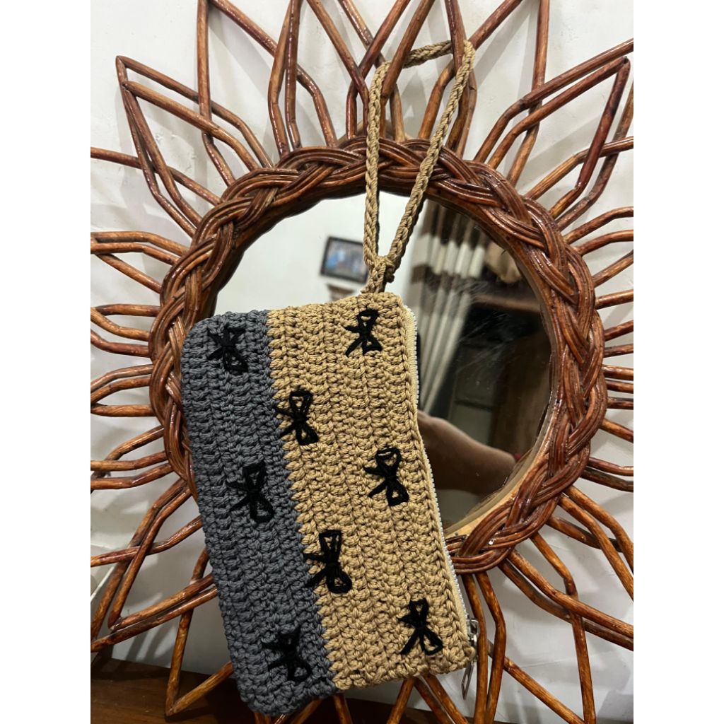 dompet rajut tebal motif full pita |dompet hp|dompet aesthetic