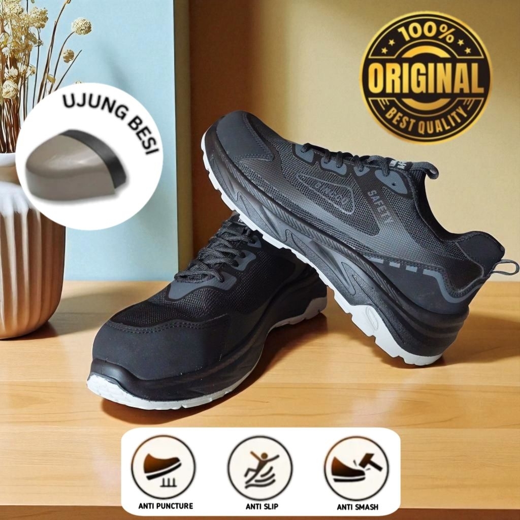 Sepatu safety sneakers sporty ujung besi sepatu keamanan kerja ujung besi SAFETY DINGGU KODE151 IMPO