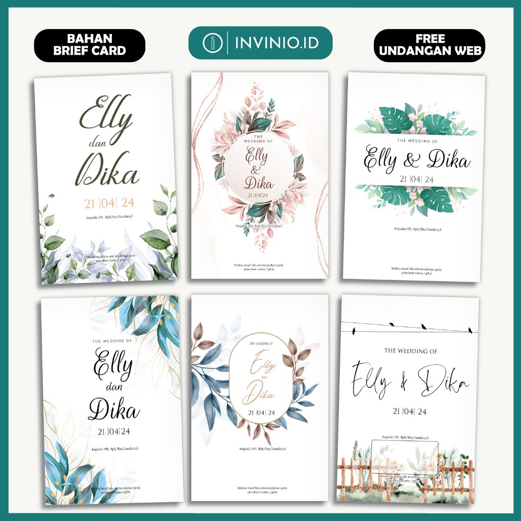 Undangan Pernikahan Lipat Dua Lipat Tiga Bahan Brief Card 160 GSM | Surat Undangan Pernikahan Unik M