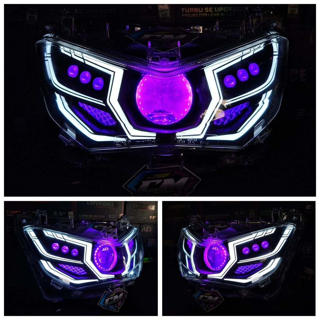 HEADLAMP SET LAMPU DEPAN SET CUSTOM BILED AES EXPERIENCE LAZY EYES YAMAHA NMAX NEW