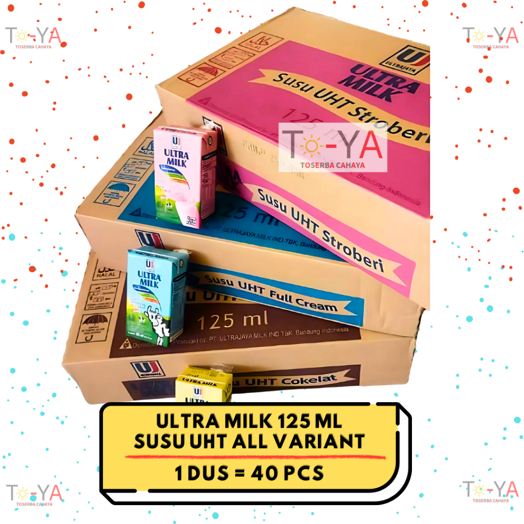 

ULTRA MILK UHT 125 ml Susu Mini Coklat Stroberi Full Cream - 1 Dus / 40 Pcs