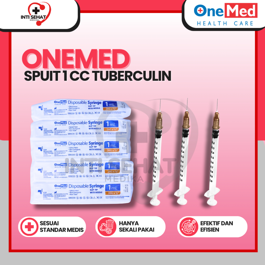 Spuit 1cc Tuberculin Onemed/ Syringe 1cc Onemed/ Alat Suntik Tuberculin 1ml " BOX "