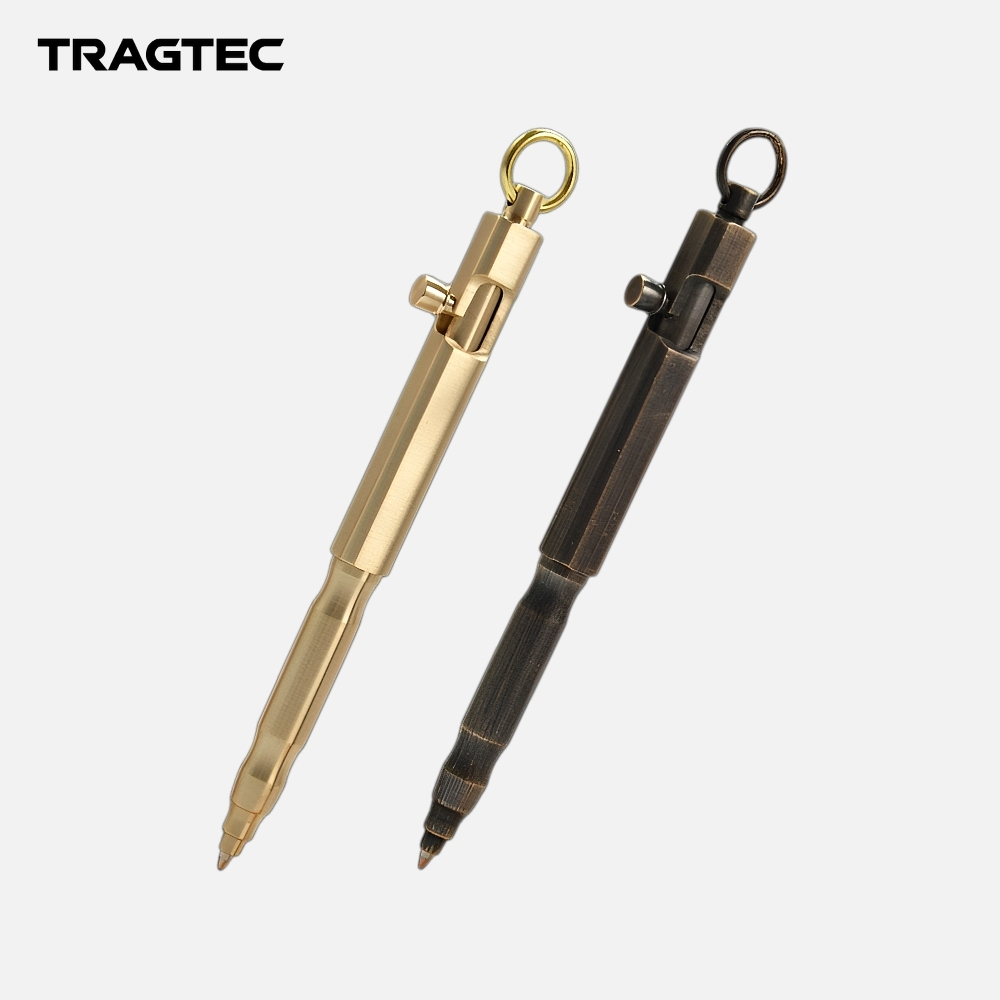 

TRAGTEC EDC Solid Brass Bolt Action Ballpoint Pen With Chain Alat Tulis Pulpen