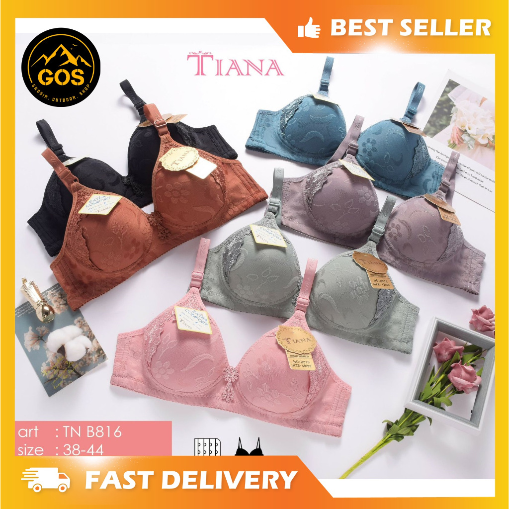 BH KODE B816 Ukuran 38-44 Tanpa Kawat Cup B-C Kait 3 Busa Tebal
