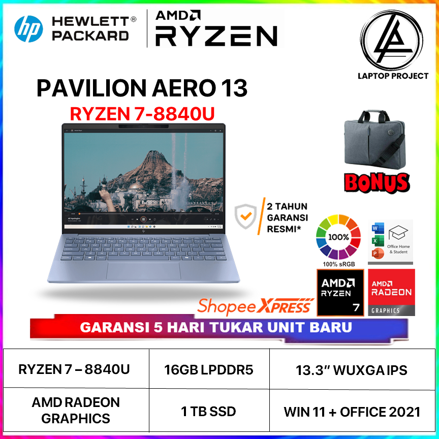 HP Pavilion Aero 13 AMD Ryzen 7-8840U 16GB SSD 1TB Windows11 OHS