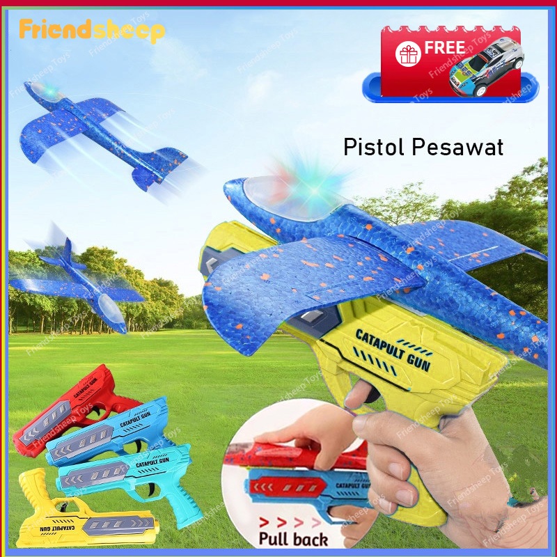 Mainan Anak Pesawat Terbang Berlampu / Mainan Pistol Penembakan Pesawat Busa / Pistol Pesawat Ketape