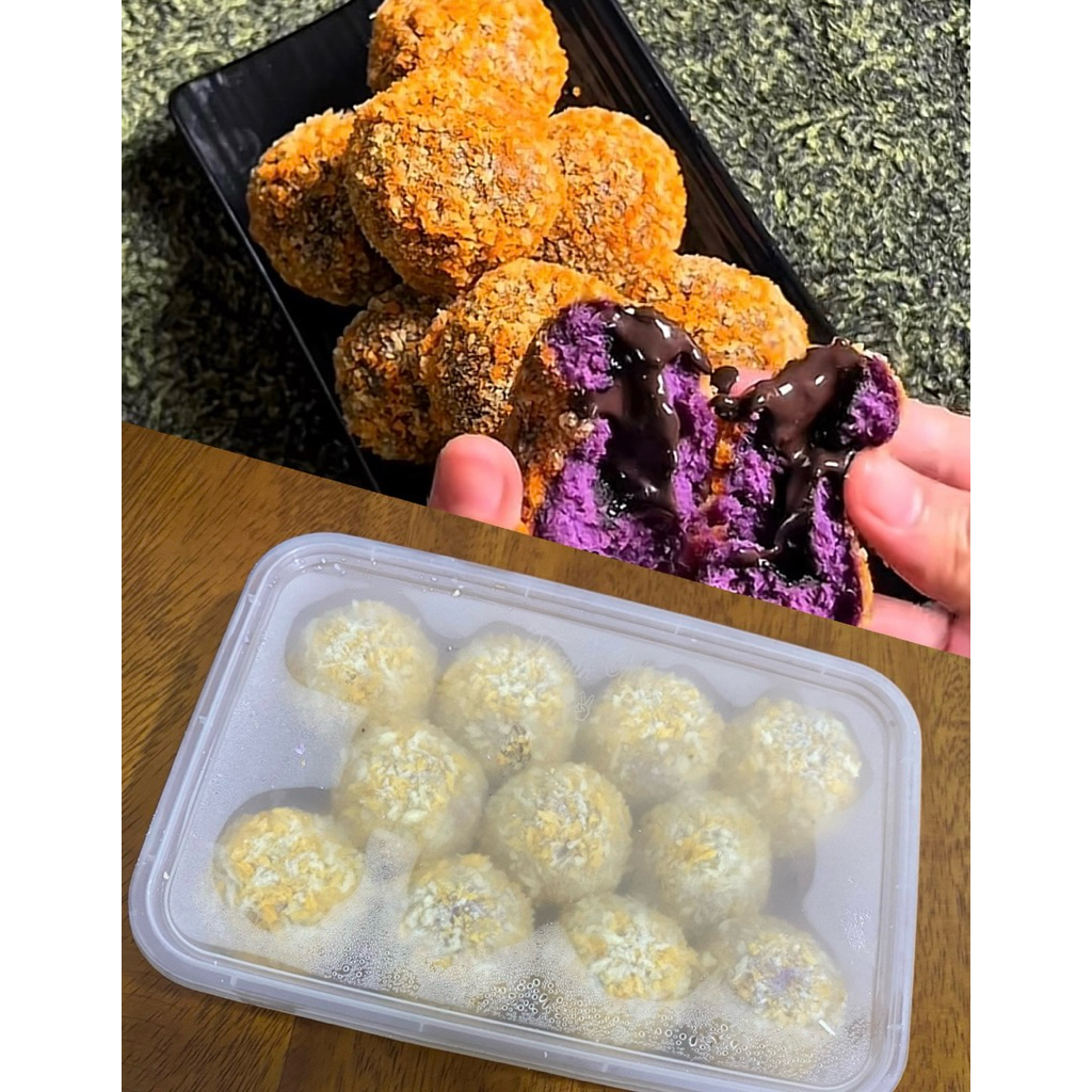 

Bola ubi ungu coklat lumer