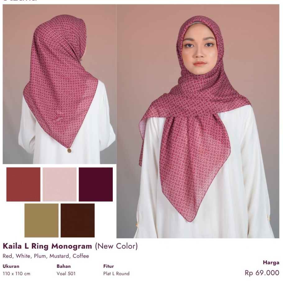 ELZATTA HIJAB KERUDUNG SEGI EMPAT MOTIF TERBARU KAILA L RING MONOGRAM