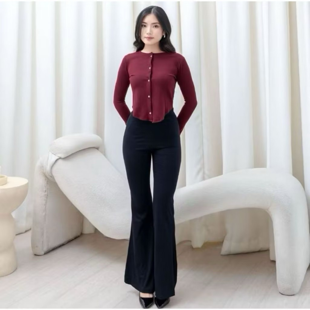 Kulot Cutbray Wanita Flare Pants Kulot Cutbray Scuba Premium Highwaist