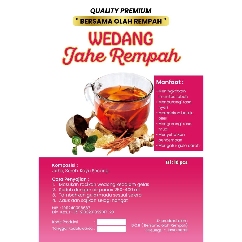 

Wedang Jahe Rempah , Minuman Herbal