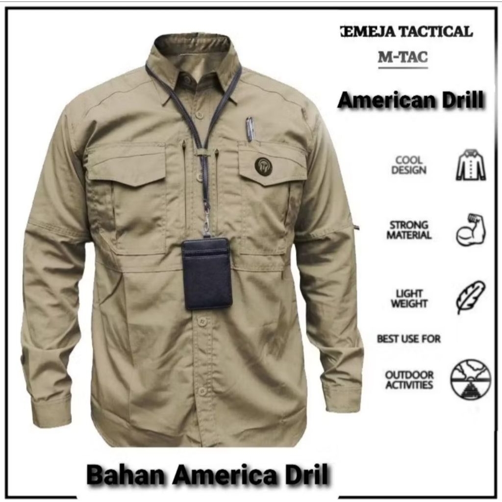 kemeja tactical american drill lengan panjang