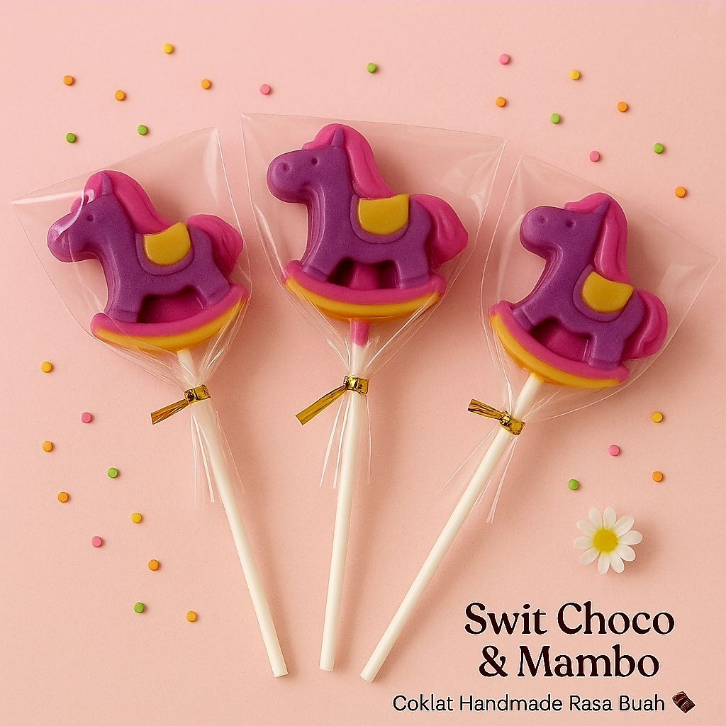 

5 Pcs Cokelat Coklat Karakter Kuda Poni Rasa Buah/Permen/Lolipop