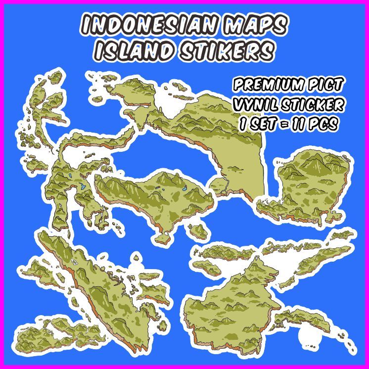 

[1 pack] Indonesian Maps Island Stickers (Stiker Peta Pulau Indonesia) Cocok untuk oleh-oleh / scrapbook / jurnal / diary / Sticker Pack / Ecer - ddu-du sticker