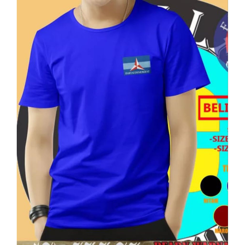Kaos Demokrat logo simple/Kaos Partai Demokrat Lengan Pendek warna Biru/Kaos Demokrat Siap