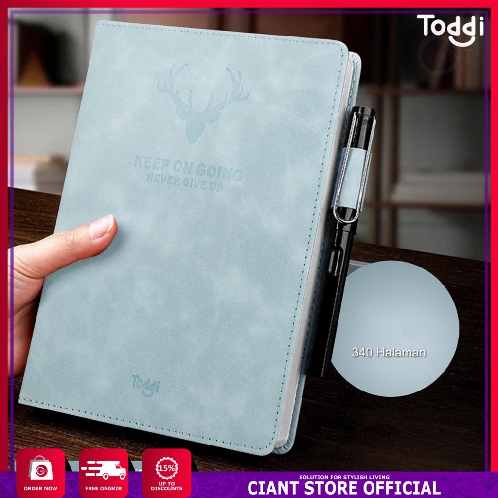 

BUKU CATATAN PORTABLE NOTEBOOK PEMBATAS KERTAS DIARY COVER PEN HOLDER