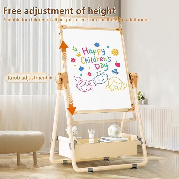 

Adjustable Kids Drawing Easel with Magnetic Whiteboard&Chalkboard Double Sided Drawing Board