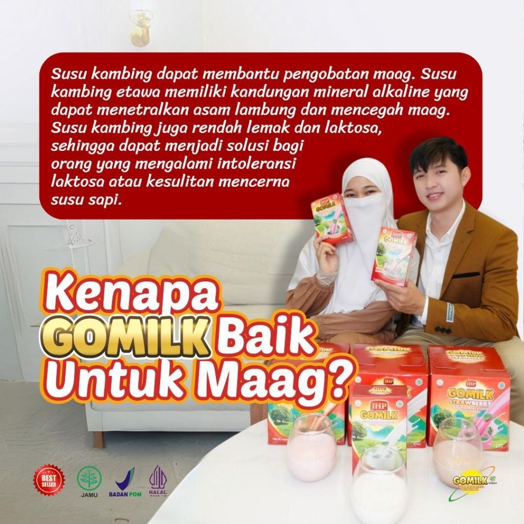 

GOMILK susu kambing etawa 200gr untuk asam lambung, maagh, gerd