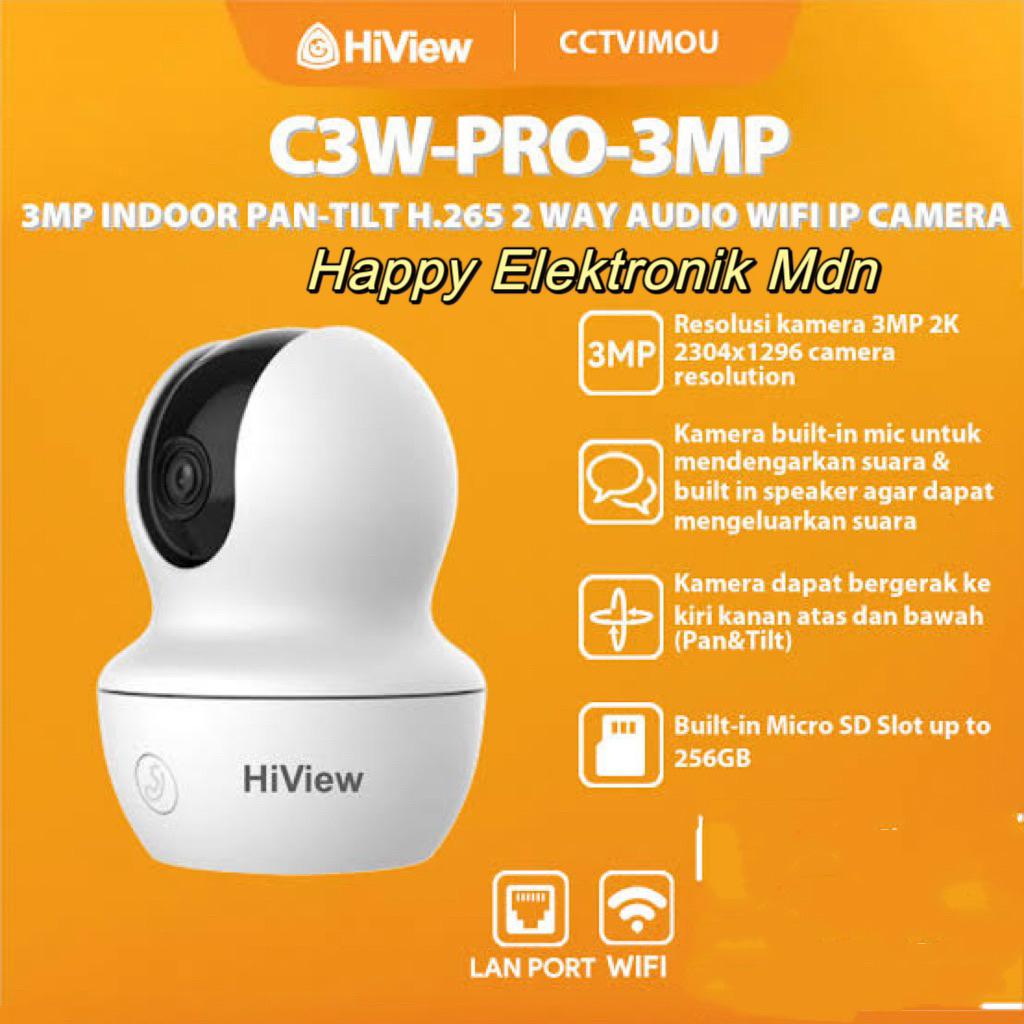 HiView C3W-3MP Hiview Cctv Outdoor Indoor CCTV ROBOT Cctv Pan Tilt H.265 2 Way Audio Wi-fi  CCTV IP 