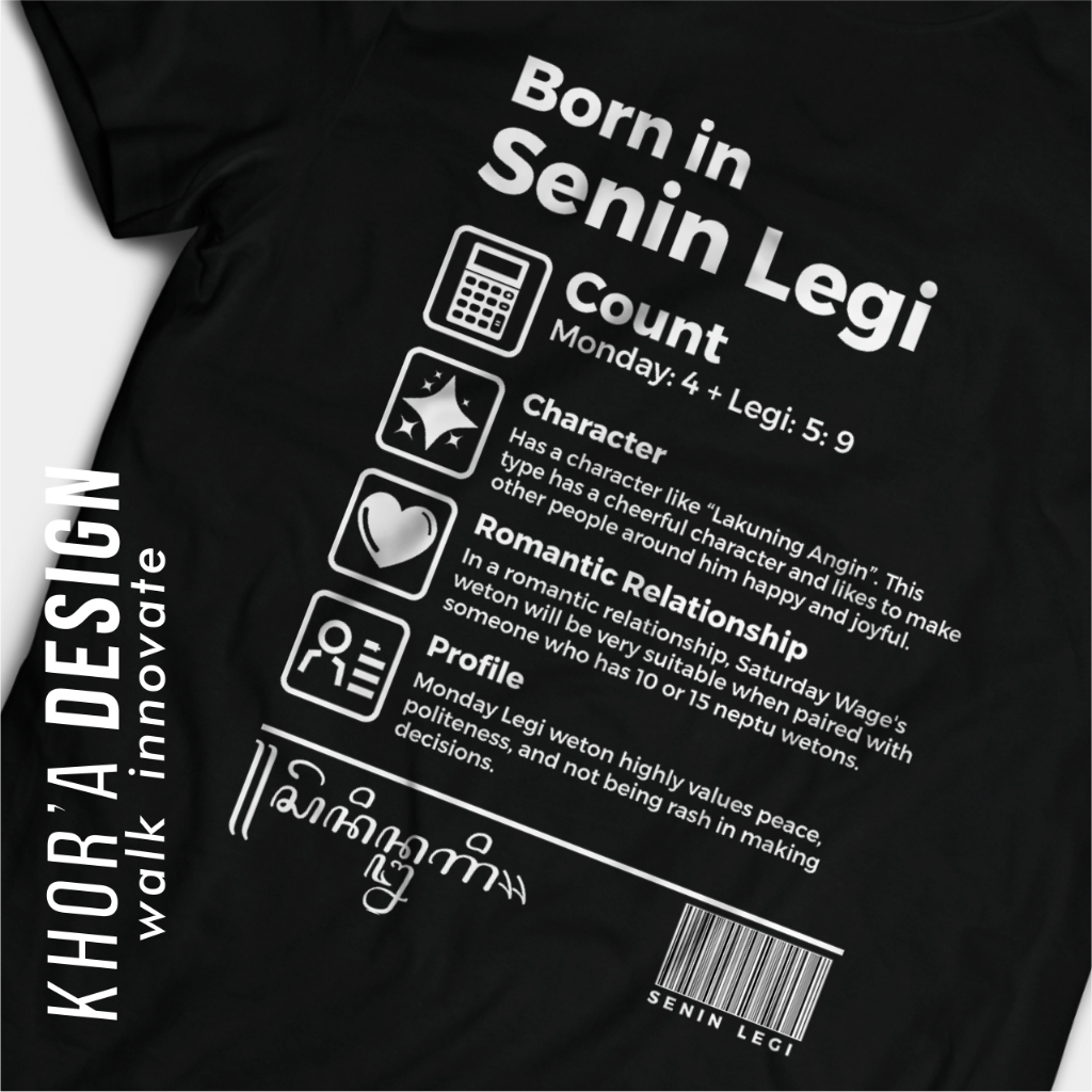 Kaos weton Senin Legi culture jawa weton kualitas distro cotton combed 30s