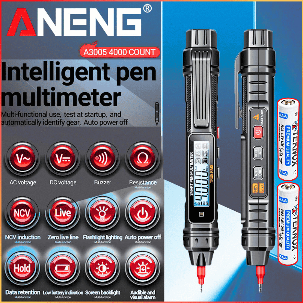 NEW COD ANENG A3005 Tespen Listrik Cek Kabel Putus Digital Multimeter Pen Voltage + 2PCS Baterai AAA