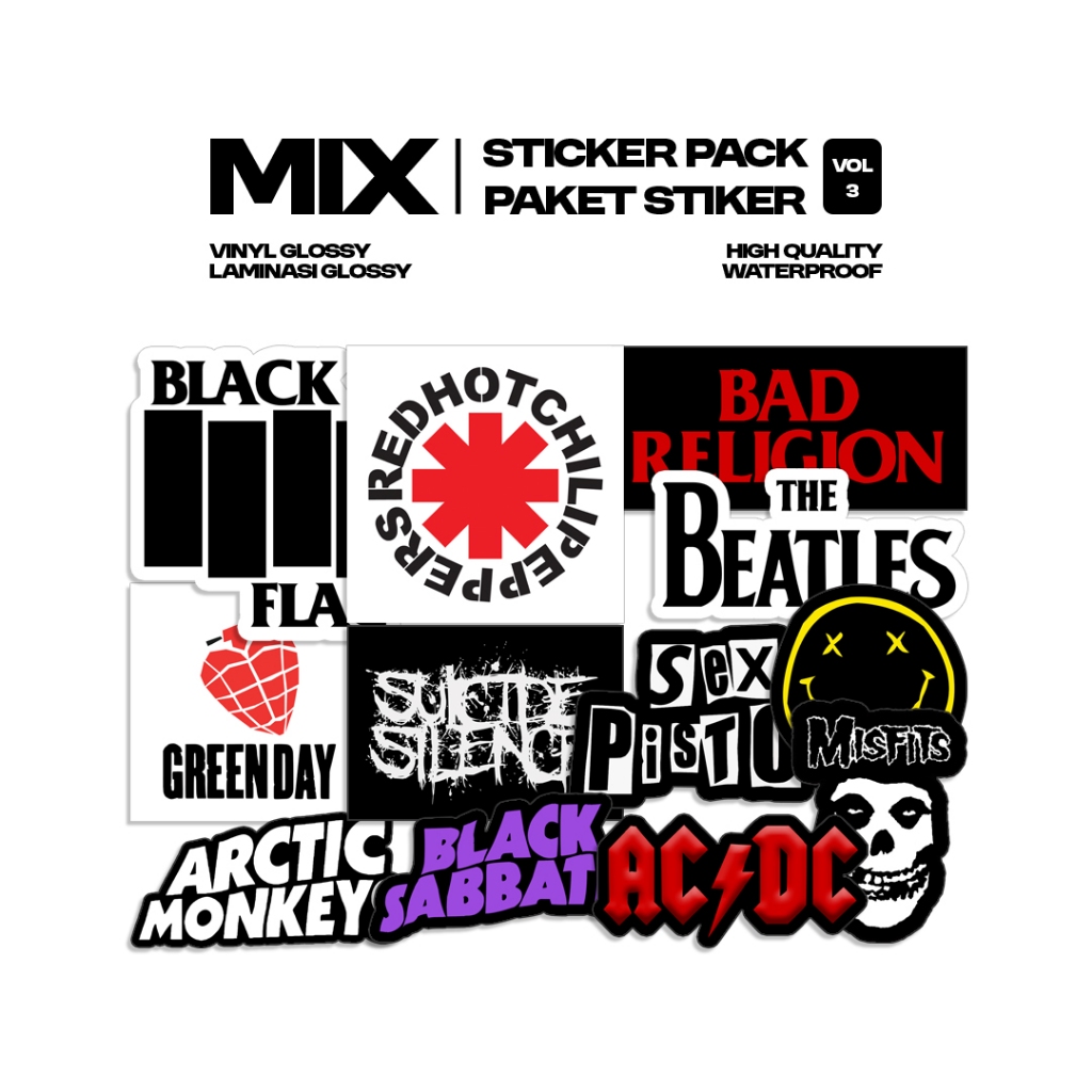 

Sticker Pack Mix Vol 3 | Stiker Band | Sticker Vinyl | Stiker Helm | Stiker Tumbler Stiker Band Rock