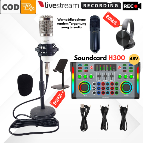 Paket Microphone Condenser BM800 Plus Soundcard SIBORIE H300 Free Headset Dan Holderphone