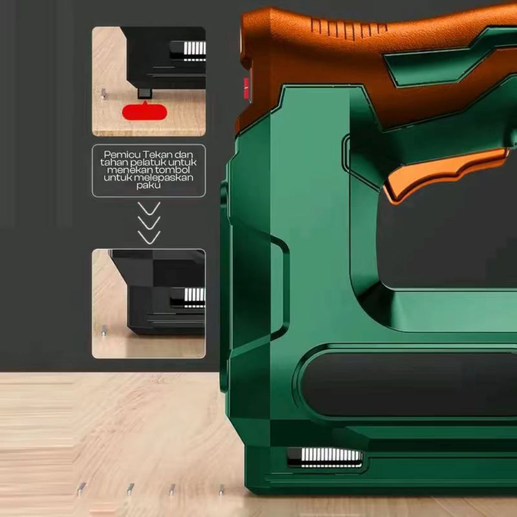 Nailer 2in1 Stapler Cordless Gun Tanpa Kabel untuk Pelapis dan Restorasi Material - 6816